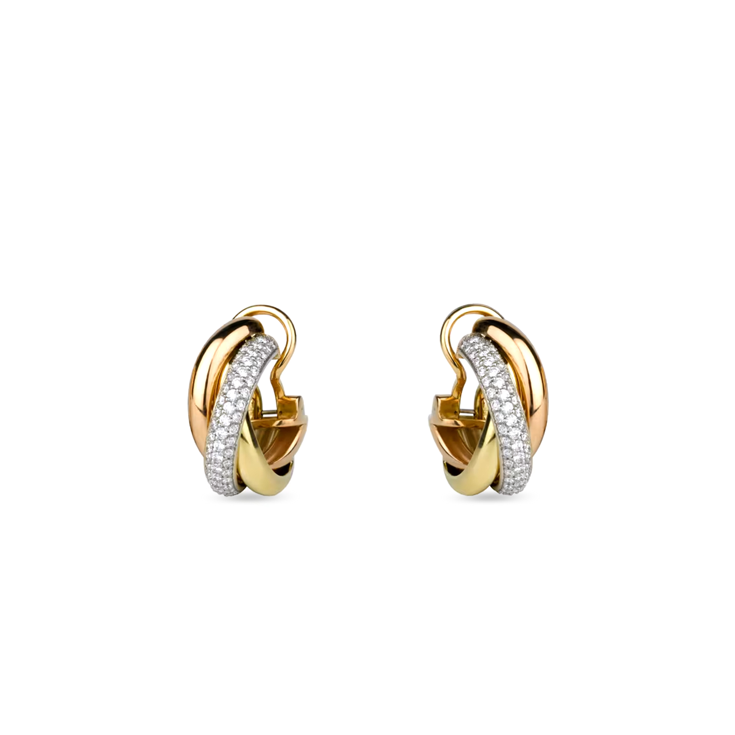 CARTIER TRINITY EARRINGS, CLASSIC MODEL, SEMI-PAVED B8031900